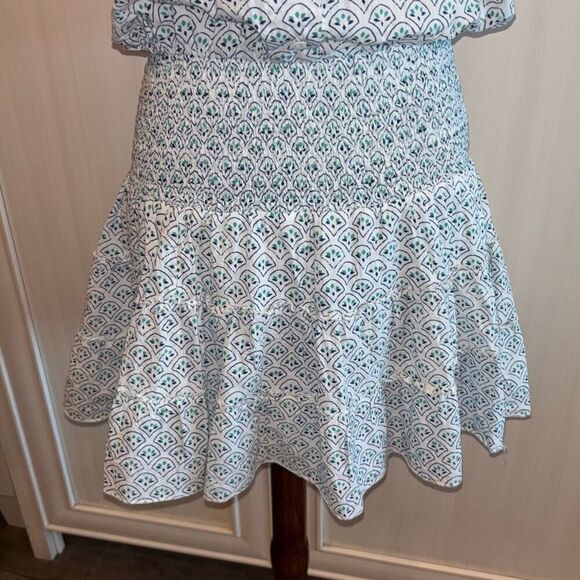 Perry Walker Collective blue mini dress ruffle hem button top Sz S - Picture 3 of 11